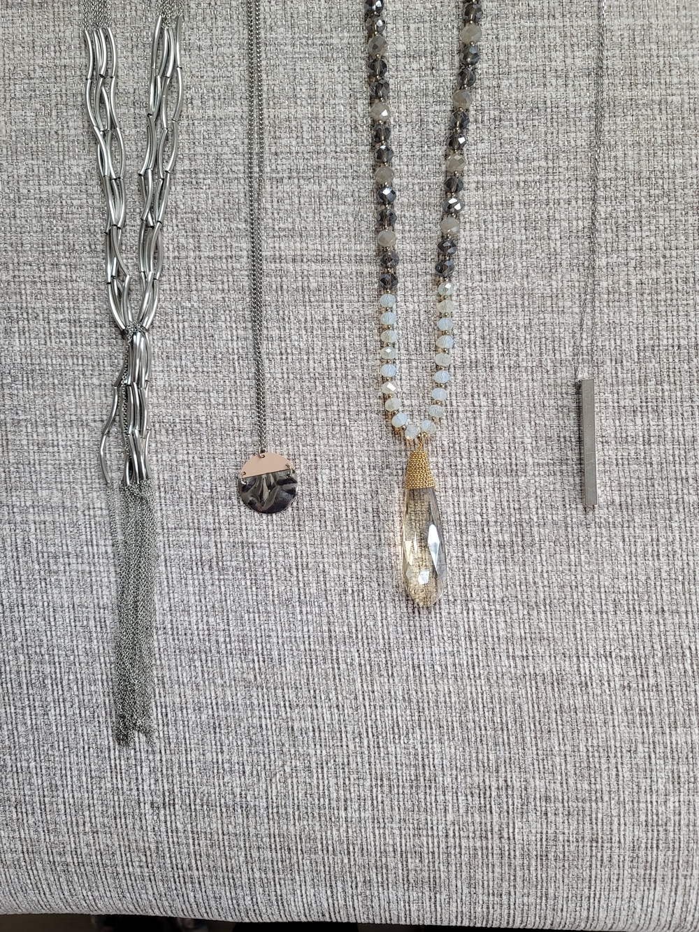 Stylish Gold and Silver Teardrop Pendant Necklaces & 3 Silver Necklaces